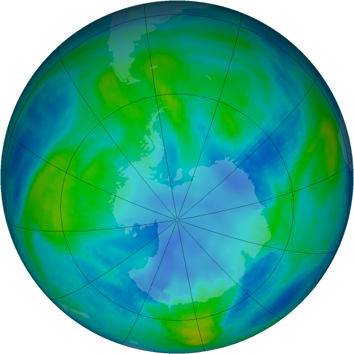 Antarctic ozone map for 24 April 1988